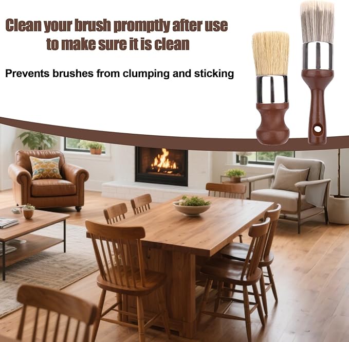 2pcs Salve Brush for Furniture, Leather & Wood Care Cleaning Brush Wax Brushing Tool with Comfortable Handle & Soft Bristles for Home Car Interiors Cleaning Maintenance (Brown)