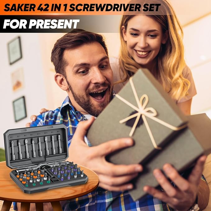 Saker 42 in 1 Magnetic Screwdriver Set, Multi Bit Free Combination Ratchet Screwdriver Set Portable Repair Tool Kit for Gifts Furniture, Computer, Bicycle and DIY Grey