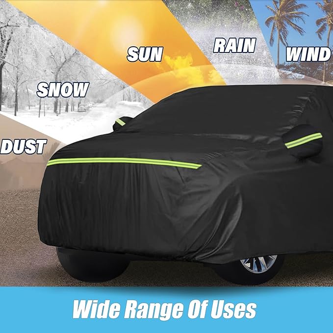 Waterproof Car Covers Fit for 2007-2023 Chevy Suburban/GMC Yukon XL/Cadillac Escalade ESV(Black) 210T Custom Heavy Duty Waterproof All Weather Protection Outdoor
