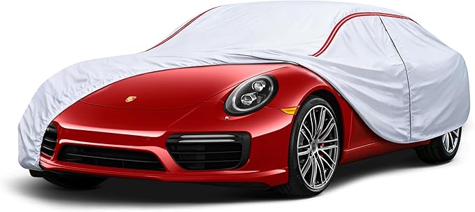 Coupe Car Cover Waterproof, 6 Layers Heavy Duty Material Universal Fit for Mazda RX-8, Porsche 718 Boxster/Cayman, 911 Carrera/Turbo, Chevrolet Chevy C4 C5 C6 C7