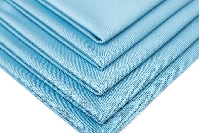 The Rag Company - Premium Window, Glass, Mirror & Chrome Detailing Towels - Professional Korean 70/30 Microfiber Blend, Lint-Free, Streak-Free, 350gsm, 16in. x 16in, Light Blue (5-Pack)
