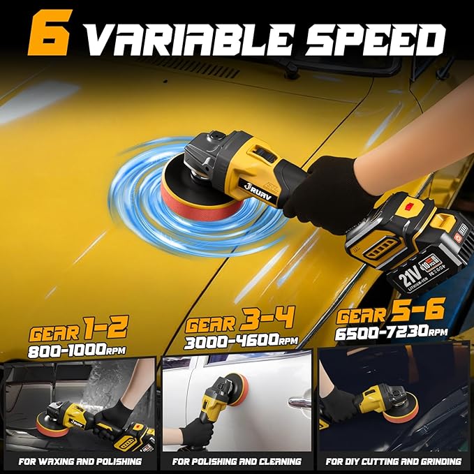 Cordless Buffer Polisher for Car Detailing,7230 RPM Car Buffer Polisher,21V 4.0Ah Li-ion Battery,Cordless Polisher With 29 PCS Car Detailing Kit,for Polishing, Waxing, Boat Sanding, Scratch Removing