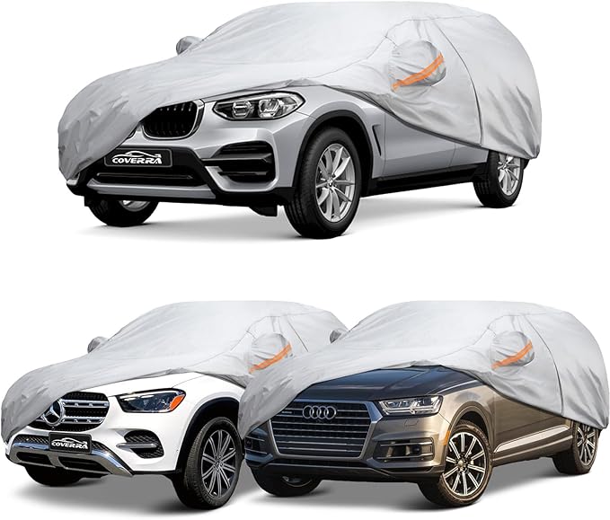 6 Layer Heavy Duty Car Cover Custom Fit for BMW X5(07-25), Mercedes-Benz GLE(15-25), Audi Q7, Waterproof All Weather Car Tarp Outdoor Protection with Cotton Lining