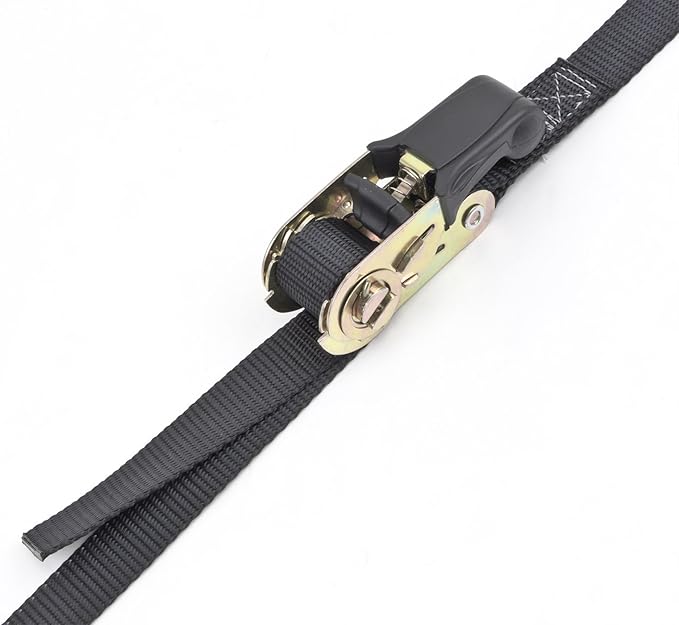 PowerTye MFG - Endless Ratchet Straps - 1in x 7ft No Hooks, Premium Tie Down Straps for Motorcycle, Kayak, Truck & Trailer Use with Continuous Loop Design, 400 lb Working Load, Black 2-Pack