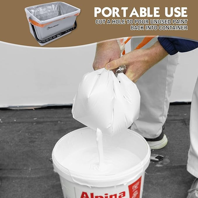 ROLLINGDOG 12 inch Disposable Paint Bucket Liners - Heavy duty LDPE material Easy removal and fast cleanup(Pack of 5)