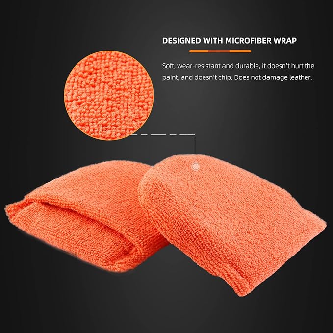 Microfiber applicator pad, Microfiber Sponge, SPTA 10Pcs Ultra-Soft Microfiber Wax Applicator Pads, Cleaning Pads with Finger Pocket Wax Applicator for Applying Wax, Sealants