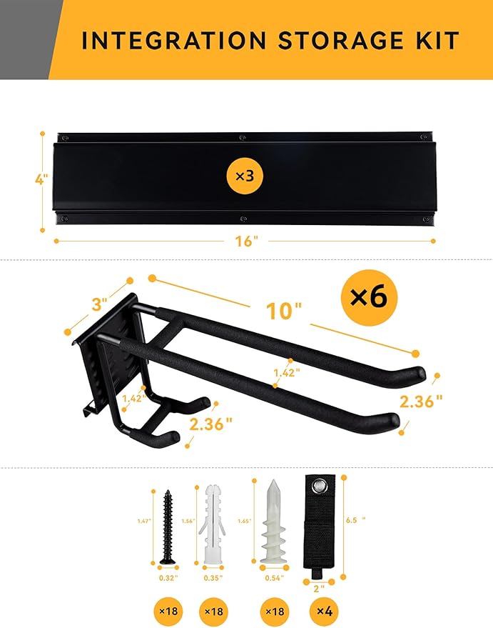 48 Inches Garden Tool Organizer Wall Mount Max Load 660lbs Garage Storage and Organization, with 13 PCS Adjustable Garden Tool Hanger Rack, Yard Shed and Power Tool Organizer Rack