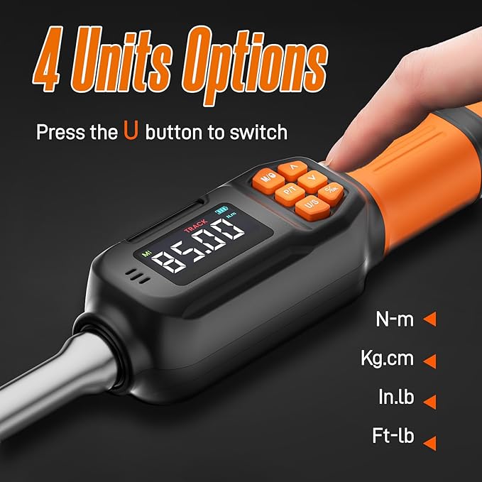 Digital Torque Wrench Set, 3.09-62.6 Ft.lb/4.2-85 Nm, 3/8" Drive Inch Pound Torque Wrench Electronic with Buzzer & LCD Indicator, Torque Wrench Set for Motor Cars Auto Repair