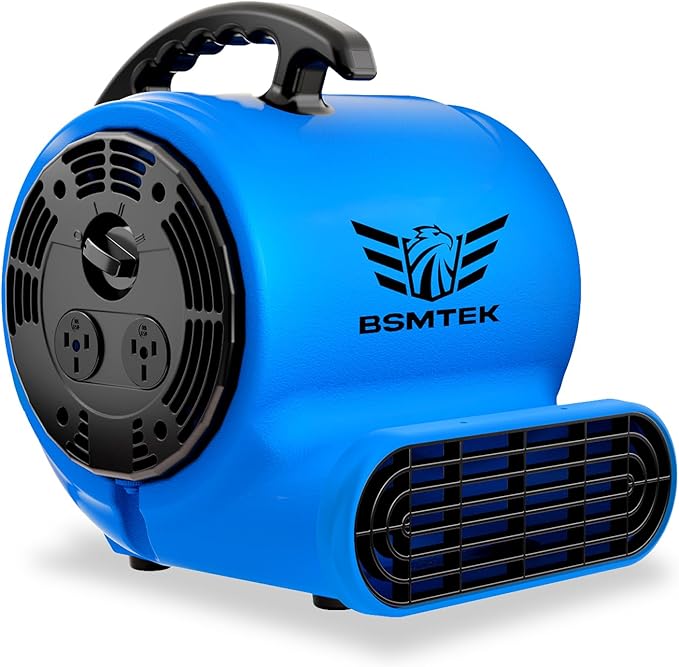 Air Mover Blower Fan, Industrial 1/3HP 1200CFM Monster Floor Blower Carpet Dryers - 3 Speeds Switch, 4 Adjustable Angles, 10FT Long Cord, Stackable - 2026 Upgraded