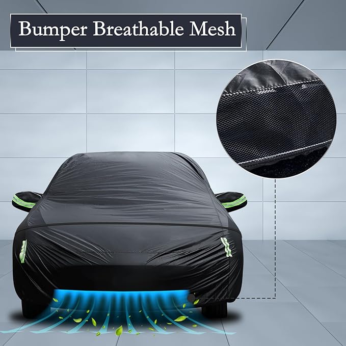 Migaven 6 Layers Car Cover Custom Fit for Model 3 Car Cover 2017-2026 Waterproof Full Exterior Cover Rain Snow Protection with Charging Port Ventilated Mesh Door Zipper
