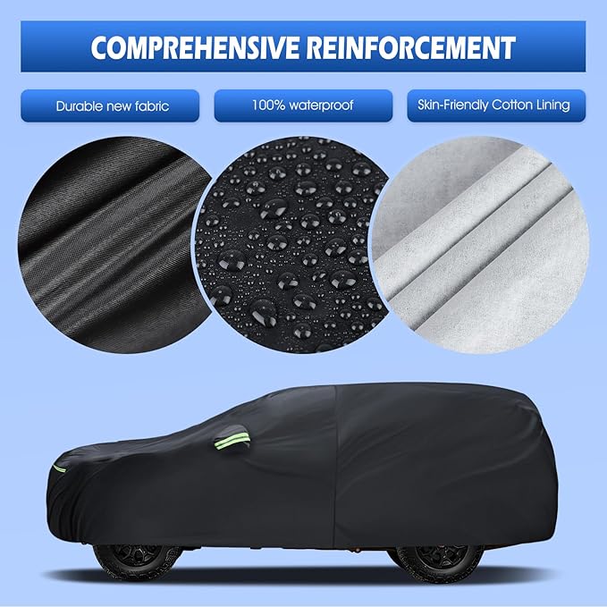 Car Cover Custom Fit for Toyota 4runner 2002-2026, Migaven Waterproof Full Exterior Cover Sun Rain Protection with Door Zipper and Cotton Lining, Black