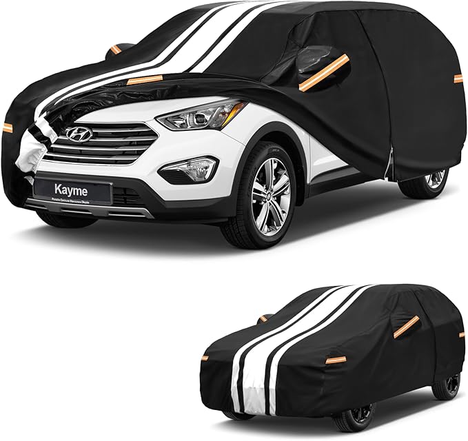 Kayme Heavy Duty Car Cover Custom Fit for Hyundai Santa Fe Santafe (2006-2026), Outdoor Full Exterior Cover with Tape and Towel, Rain Snow Sun UV Protection.