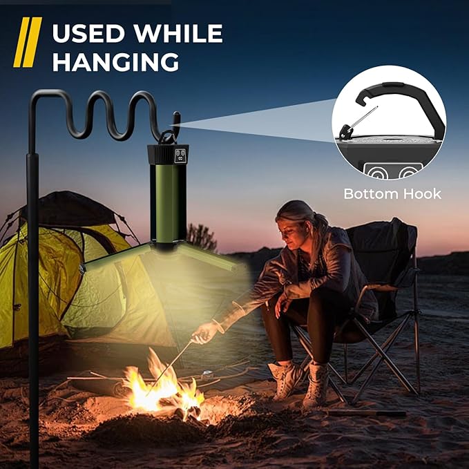 Rechargeable Work Light with Stand, Outdoor LED Cordless Camping Light with Portable Telescopic Bracket, 3.7 Ft Tall 6AH Battery, 2000 Lumen Construction Lights with Carrying Bag Green Medium
