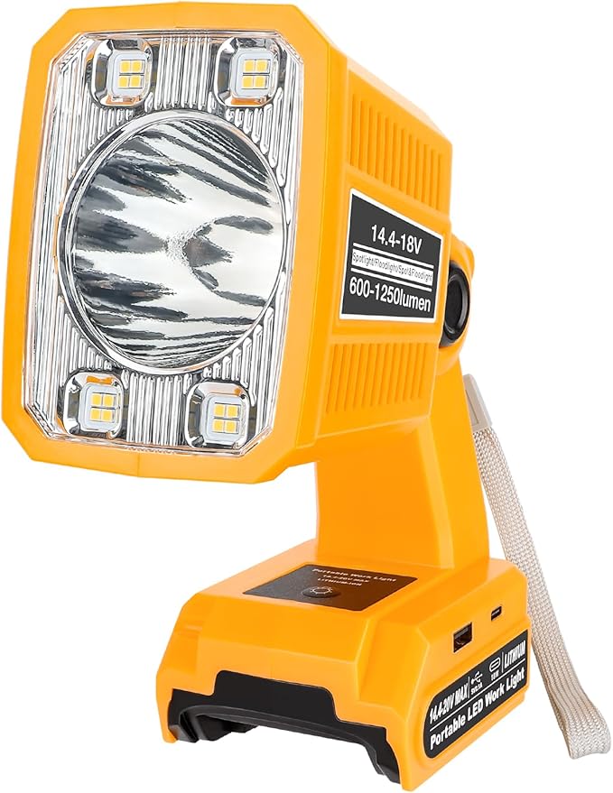 Taingwei 20V Max LED Flashlight for Dewalt 20v Battery, 18W LED Work Light,LED Battery Light, Flood Light for Camping, Car Repairing, Emergency and Job Site Lighting（Batteries Not Included）