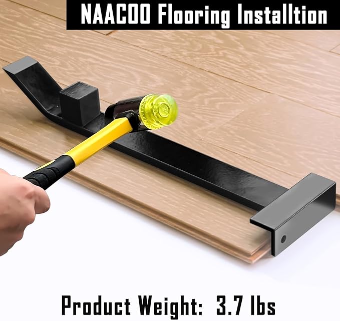 NAACOO Heavy Duty Pull Bar and Pry Bar, Flooring Tools, Weight 3.7lb/Solid Square Steel Block & Steel Angle Hammering Durable, Fully Felted Bottom - Professional Pull Bar Flooring Tool.