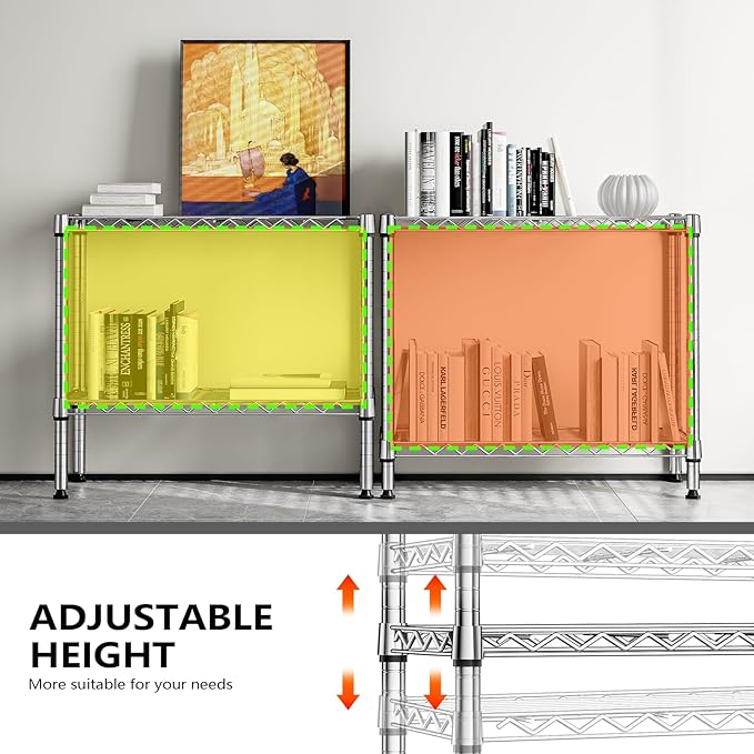 MZG 220 lbs 2 Tier Storage Rack Metal Wire Shelving Unit, Storage Standing Household Shelf Organizer for Laundry Bathroom Kitchen Pantry Closet Garage Utility Room, Chrome 11.8" D x 27.6" W x 23.4" H