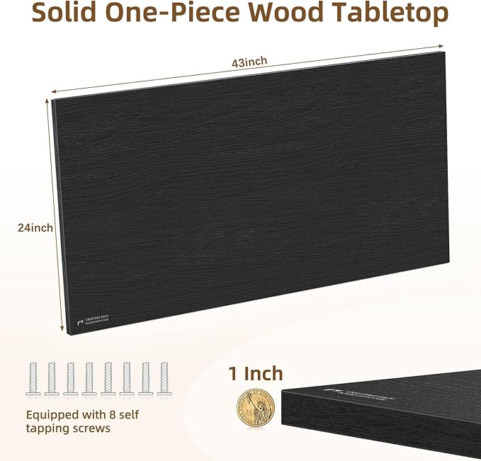 Universal Solid One-Piece Wood Table Top, 43"x24"x1" Workbench Top - Rectangular Particle Board for Standing Desk, Home Office Desk Countertop DlY, Washer Dryer, Coffee, Bar Tabletop