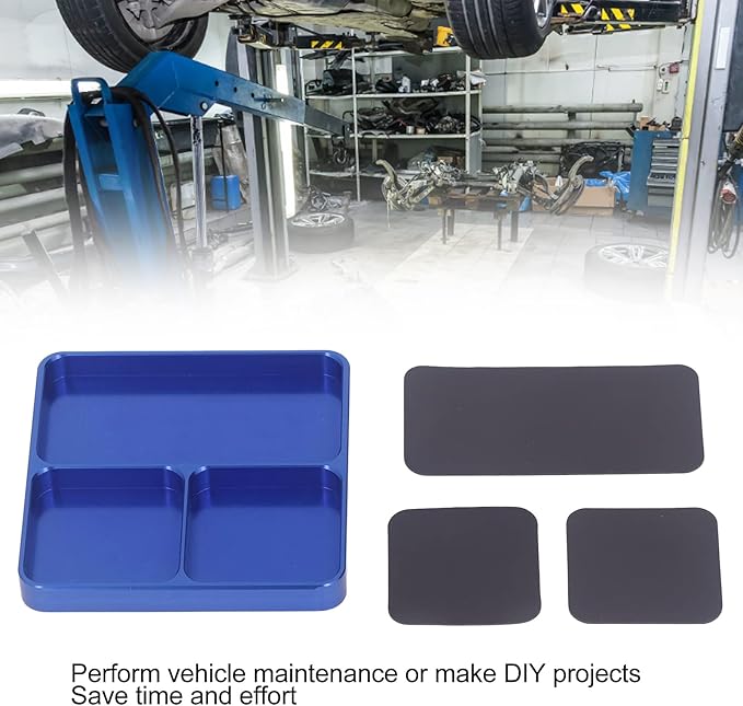 Fdit Aluminum Alloy Magnetic Parts Tray Set, Easy Cleaning Screws Holder Tool for DIY Projects