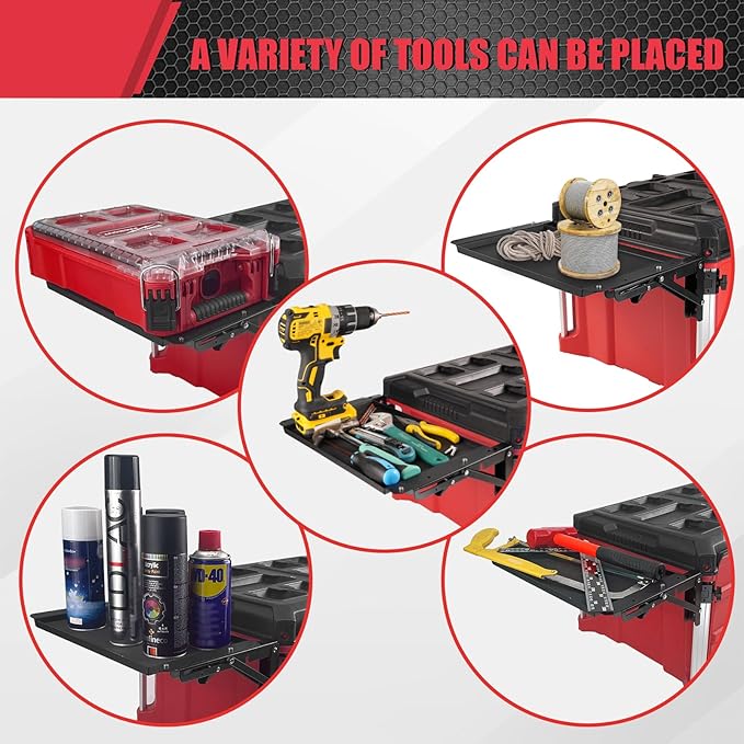 2 Pcs Folding Magnetic Table Compatible with Milwaukee Packout Toolbox,Powerful Magnetic Tool Tray Side on Your PACKOUT System