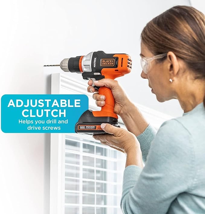 BLACK+DECKER 20V MAX Matrix Quick Connect System, Cordless Lithium Power Drill and Driver, Battery Included (BDCDMT120C)