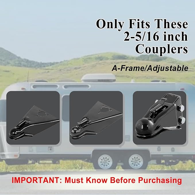 Trailer Lock, Heavy Duty Tongue Locks Fits 2 5/16-Inch Couplers, Anti-Theft, Anti-Smashing, Secures Safety Chains,Steel Tow Hitch Lock with Handle for RV, Trailer, Boat (Balck with Handle)