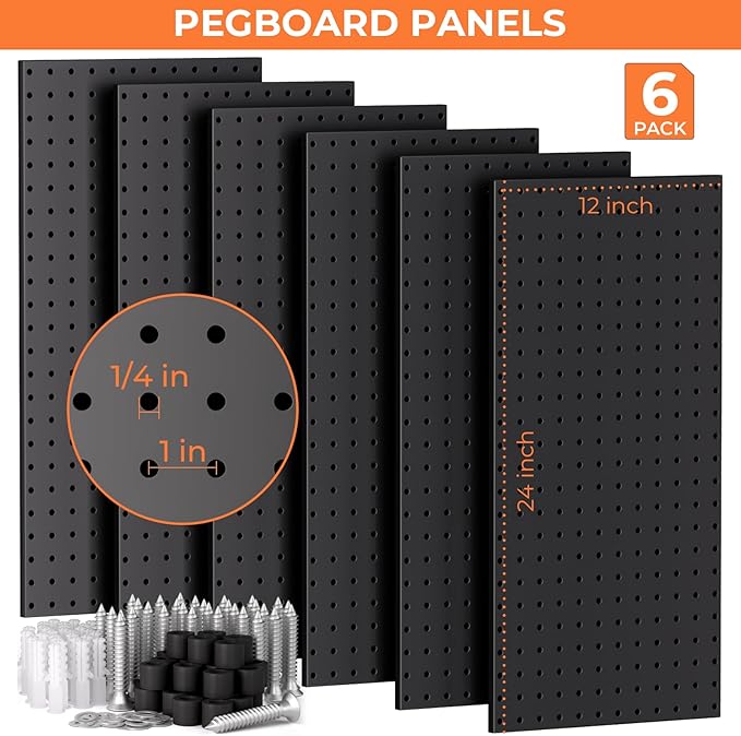 INCLY 226PCS Metal Pegboard Wall Organizer, 48x36 Inch Black Peg Board Panels Tool Organizer Kit with Hooks Bins and Cups, Peg Board Storage System for Garage Workbench Shed