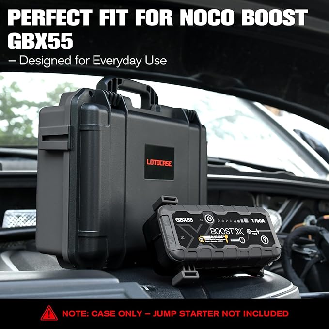LOTOCASE Case for NOCO GBX55 – Waterproof Hard Shell Carrying Case with Custom Pre-Cut Foam, Shockproof Protective Travel Box Compatible with Boost GBX55 UltraSafe Jump Starter