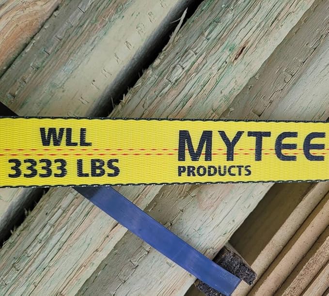 Mytee Products 10 Pack 2" x30' Self-Tensioning Ratchet Tie Down Straps with Flat Hooks - 3,333 Lbs WLL - Heavy Duty Tie Down Ratchet Straps for Flatbed, Truck, Trailers, Cargo, Pickup - Yellow