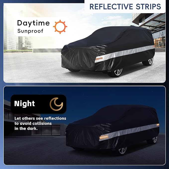 10 Layers Minivan Car Cover Custom Fit for Toyota Sienna (2010-2025) Waterproof All Weather for Automobiles, Outdoor Full Cover Sun UV Rain Protection with Cotton.Black