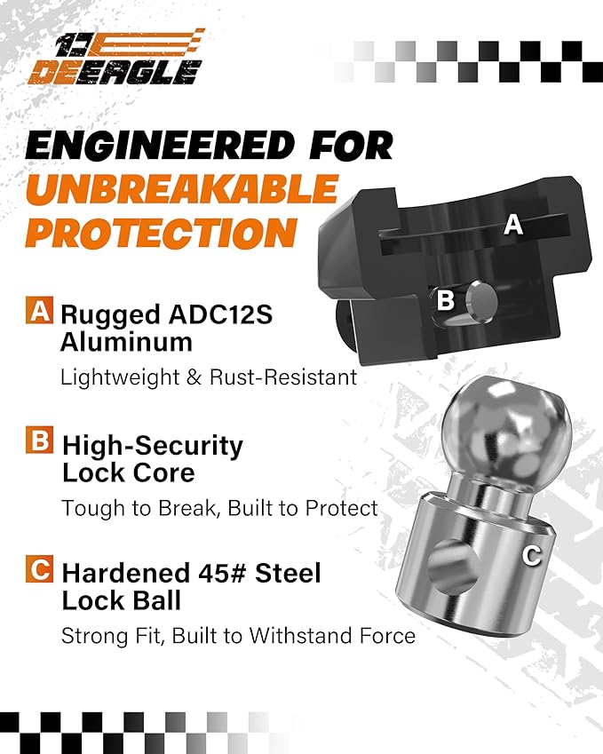 DEEAGLE Heavy Duty Trailer Coupler Lock, RV Trailer Locks Fits 2-5/16” Couplers, Anti-Theft Ball Hitch Lock, Black