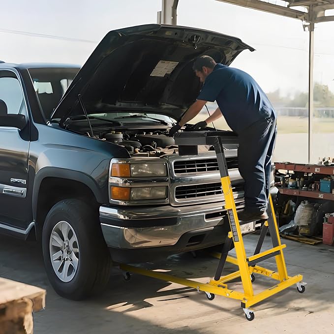 Top Automotive Creeper,Engine Topside Creeper with Adjustable Height 49.21 in to 68.89 in, 400 LBS Capacity High Topside Creeper,6 Swivel Caster Wheels, Heavy Duty Foldable Garage Creepers for Auto