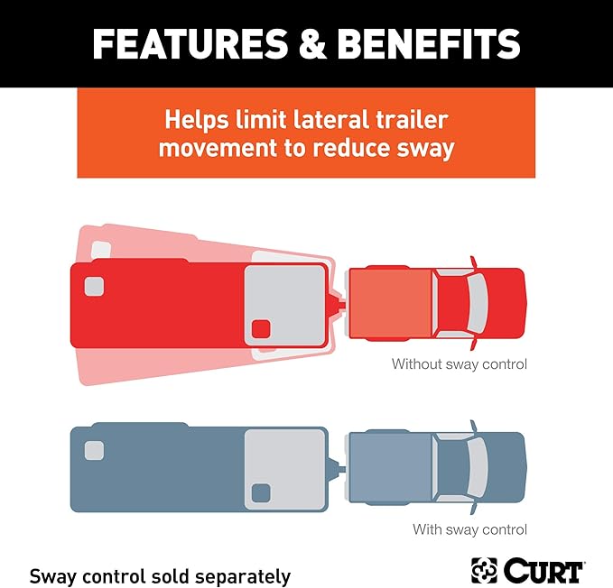 CURT 45822 Weld-On Anti-Sway Trailer Hitch Bar, 5/8-Inch Ball Hole, RAW