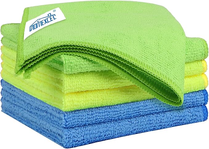 HOMEXCEL Microfiber Cleaning Cloth 6 Pack, 12.5 x 12.5 Inch Microfiber Towels for Cars, Ultra Absorbent Cleaning Rags, Lint Free Cleaning Towels for Household, Kitchen, Window, and Car, Multicolor