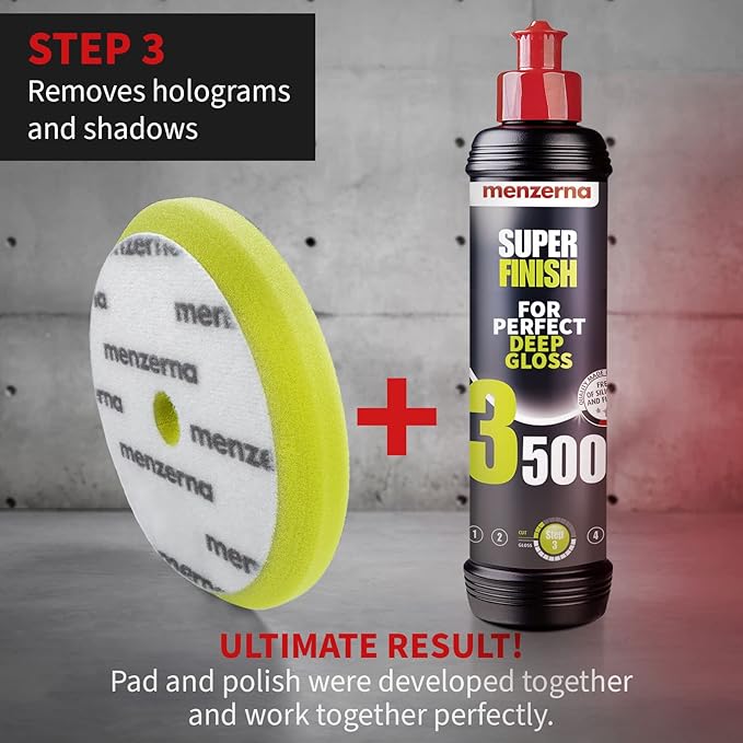 MENZERNA 4 Pcs 6 Inch Premium Polishing Pad Kit I Scratch Repair, Fine Polishing, Shine & Sealing I Body Repair Buffing & Polishing Pads with Safety Edge & Velcro Attachment I Washable & Long Lasting