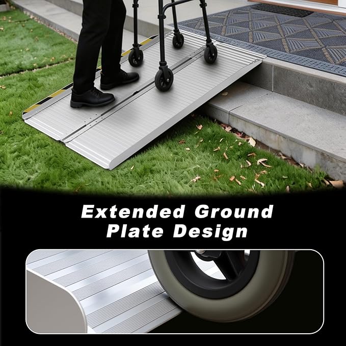 BEJONI Portable Wheelchair Ramp 3FT, Aluminum Folding Handicap Ramp, 30''W Non-Slip Surface, Wheelchair Ramps for Home Steps, Doorways, Threshold, Scooters