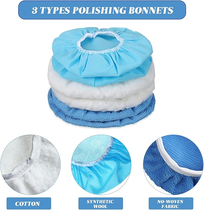20 Pieces Car Orbital Buffer Polisher Pad Bonnet Microfiber Max Bonnet Polishing Buffing Pad Cover(3-4 Inches)