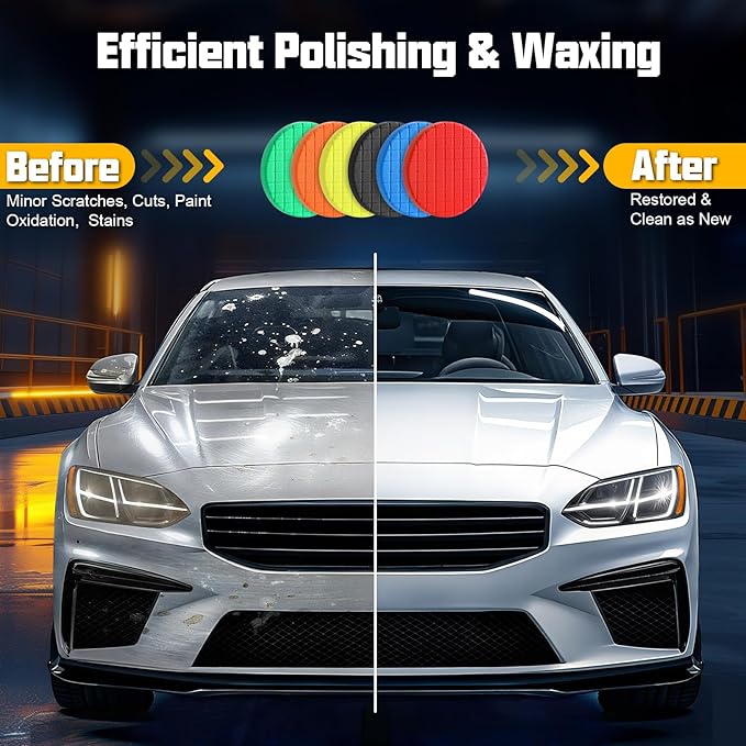6 PCS Buffing Polishing Pads, 7 Inch Buffing Pads Compound Buffing Sponge Pads Polishing Pad Kit Buffing Pads, Car Professional Set for Buffing, Waxing, Sealing Glaze