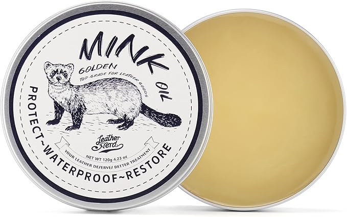 Mink Oil Leather Conditioner Cleaner for Leather Boots, Mink Oil Kit 4.23 Oz with Sponge, All-Natural Waterproof Soften and Restore Shoe, Boot, Saddle, Jacket, Purse, Glove, Vinyl and Leather Products