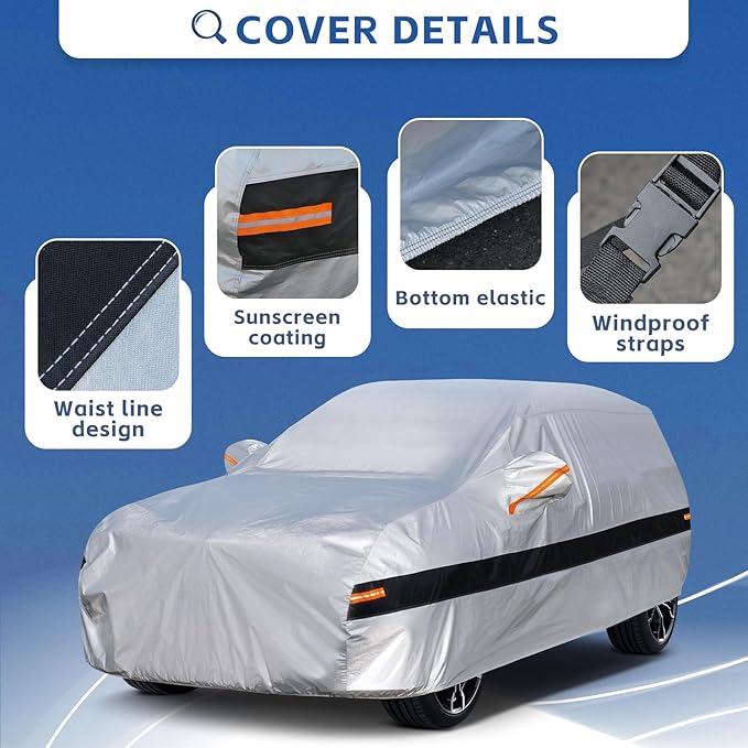 10 Layers SUV Car Cover Custom Fit for Mazda CX-5 CX5 CX-50 CX50 (2012-2024) Waterproof All Weather for Automobiles, Outdoor Full Cover Rain Sun UV Protection.Silver