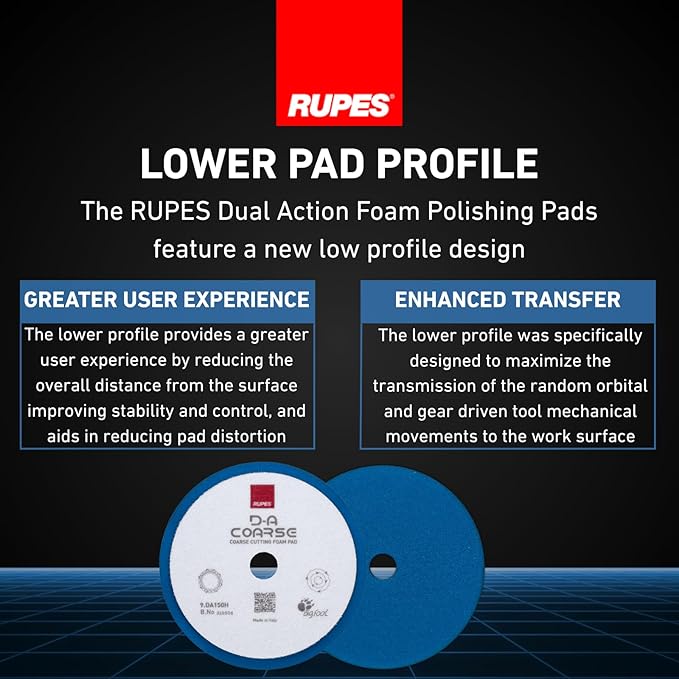 RUPES 9.DA150H Pack of 24 Blue D-A Coarse Cutting Foam Pads 150mm | Ideal for Paint Correction | Mild to Severe Defect Removal | Compatible with 5" Backing Plate
