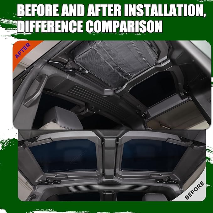 Sunroof Storage Bags for Hummer EV 2022-2026 SUV/SUT, Overhead Storage Organizer Cargo, 600D Oxford Overhead Storage Bag/Waterproof/Foldable/Top Sunshade with Hardtop Suction fixing (C)