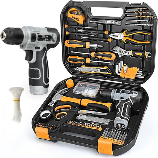 SOARFLY Upgradd 180 Piece Tool Set - Tool Box with 8V Cordless Drill, Hand Drill Set for Men & Women, Home Tool Kit with Hand Tools for House Repair, DIYers, Homeowners & Handymen