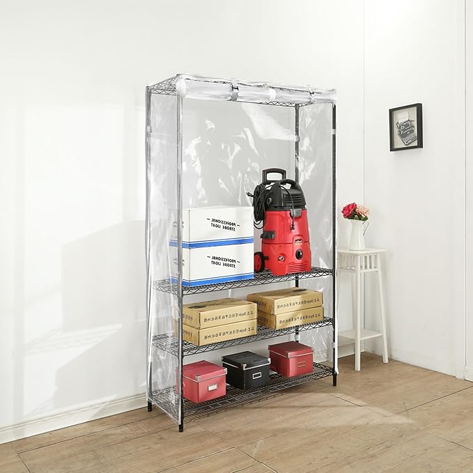 Heavy-Duty Waterproof Wire Shelf Cover, Garage Storage Shelving Protector, Universal Fit 36 x 18 x 72 Inch Rack Covers with 1" Tolerance (Clear)
