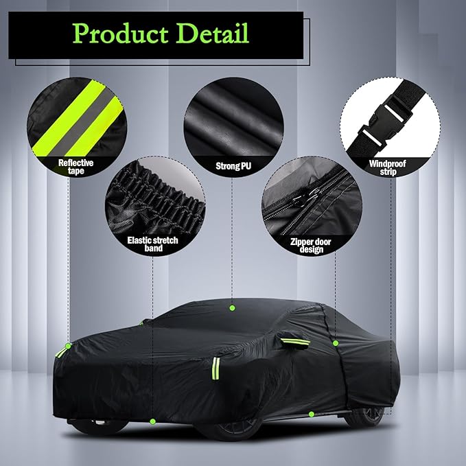 Car Cover Custom Fit for Ford Mustang 1994-2026, for Chevy Camaro 2010-2026, Waterproof All Weather Full Exterior Cover Rain Hail Sun Protector Car Cover with Door Zipper
