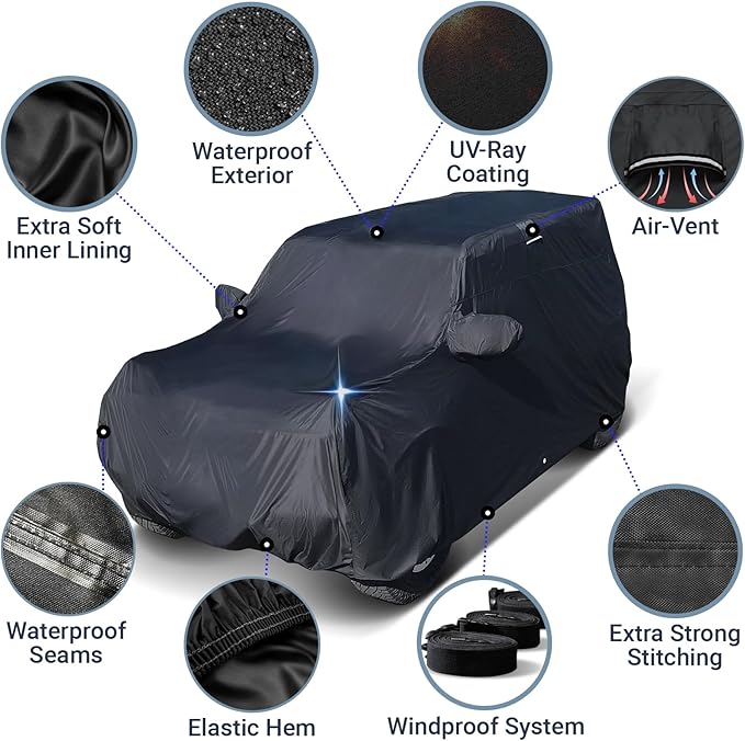 iCarCover Premium Custom SUV Cover for 2021-2025 Mercedes-Benz Maybach GLS Heavy Duty Waterproof All Weather Rain Snow Sun Protector Custom Full Exterior Indoor Outdoor Protection Car Cover (Black)