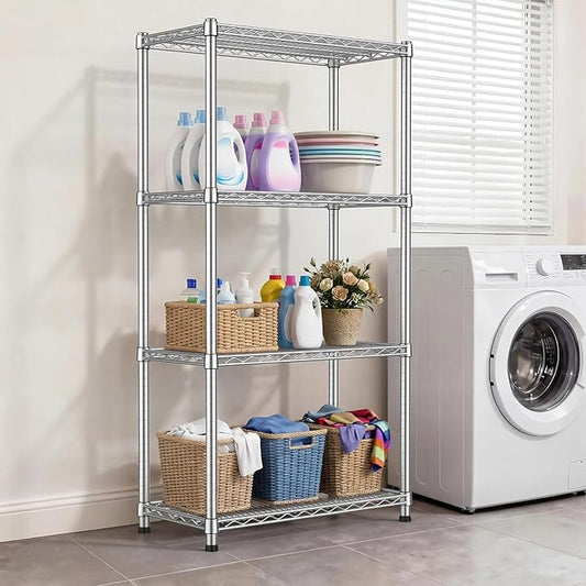 Heavy Duty Metal Wire Shelving Unit Adjustable Industrial Storage Rack Commercial Display Shelves 2200LBS Sturdy Standing Shelf Garage Shelving organization for Home Warehouse 4Tier13.8"Dx30"Wx59.06"H