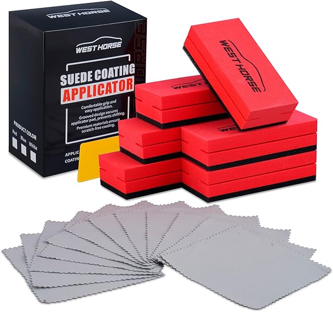 6PCS Ceramic Coating Applicator Sponge Blocks + 12PCS Suede Cloth – Premium Car Detailing Kit for Paint Protection, Wax & Nano Coating Application