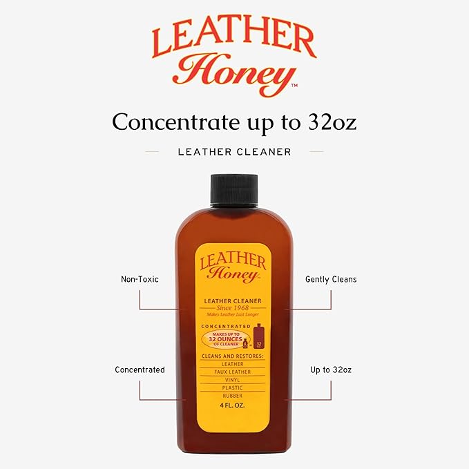 Leather Honey Complete Leather Care Kit Including 4 oz Cleaner and 32 oz Conditioner for use on Leather Apparel, Furniture, Auto Interiors, Shoes, Bags and Accessories