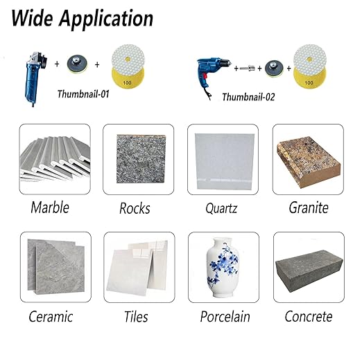16 Packs Dry Diamond Polishing Pads Grit 100, 4 Inch Dry/Wet Granite Sanding Pad for Bufffing Marble Quartz Concrete Stone Tiles Used for Grinder Polisher Drill