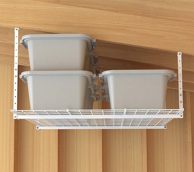 Hyloft Garage Storage System Bundle - Overhead Storage Rack, Wall Shelves, and Accessories